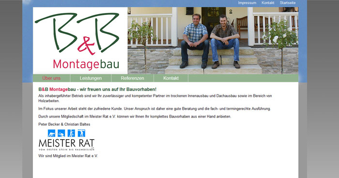 Bild der Internetseite www.bb-montagebau.de