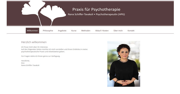 dieses Foto zeigt die Internetseite der Praxis für Psychotherapie Nana Schiffer-Tavakoli